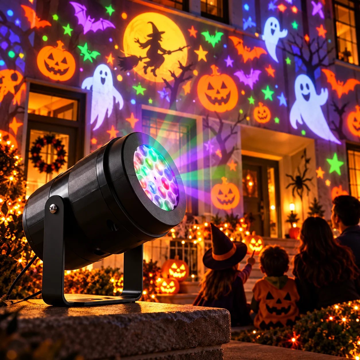 Holiday Prism projector displaying colourful Halloween scenes